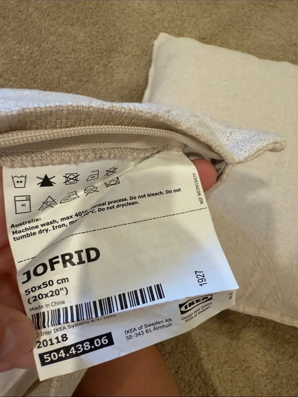 IKEA Cream Accent Pillows - Set of 2